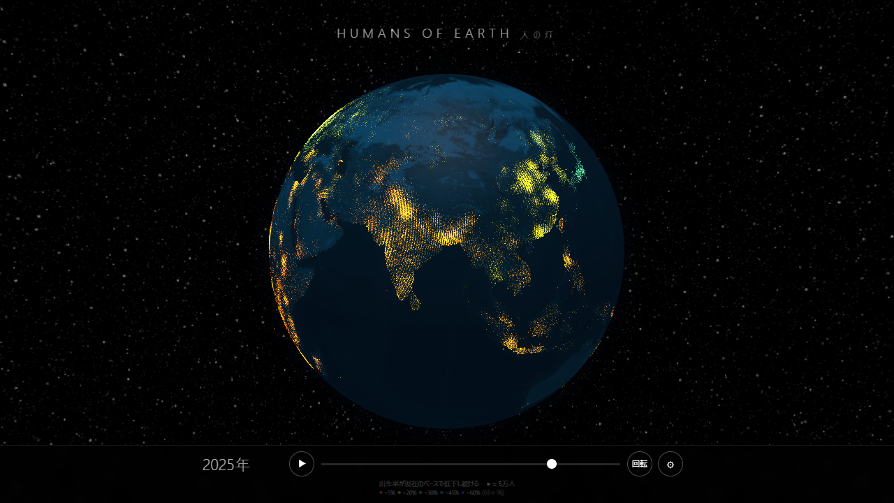 人の灯 — 1万2千年の人口を地球儀に灯す